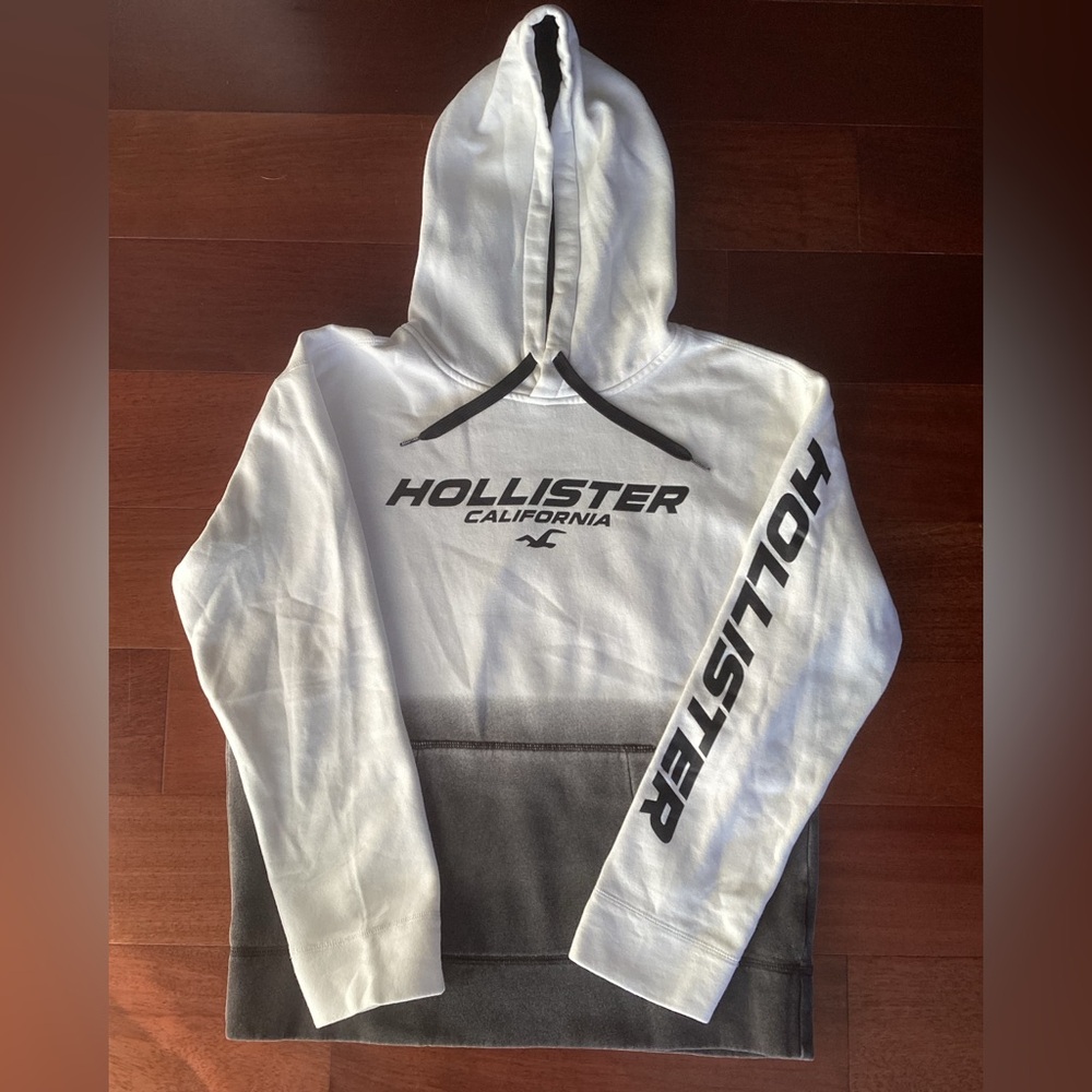Hollister Classic White and Black Hoodie, size Medium
